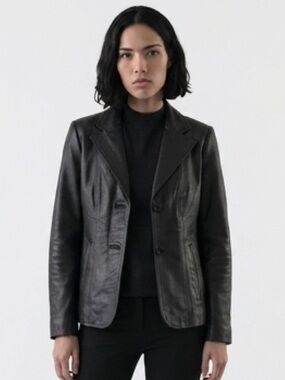 NWT - Women's 100% Genuine Lambskin Jacket Blazer - Black